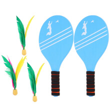 3Ensembles Jeu Badminton Enfants Intérieur Bois Plumes Ensemble Polyvalent