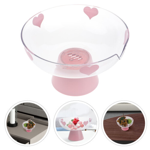 3Pcs Pink Draining Fruit Basket Pedestal Fruit Serving Plate