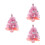 3Pcs Compact Pink Mini Xmas Trees Prelit Small Artificial Desk Decor 9