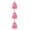 3Pcs Compact Pink Mini Xmas Trees Prelit Small Artificial Desk Decor 4