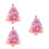 3Pcs Compact Pink Mini Xmas Trees Prelit Small Artificial Desk Decor 10