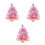 3Pcs Compact Pink Mini Xmas Trees Prelit Small Artificial Desk Decor 5
