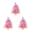3Pcs Compact Pink Mini Xmas Trees Prelit Small Artificial Desk Decor 6