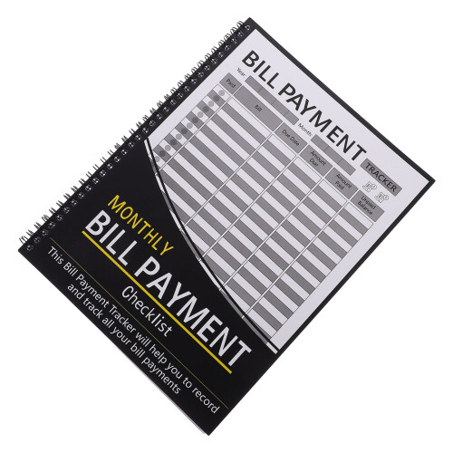 2Pcs Financial Tracking Book Monthly Bill Tracker with Checklist Black 1