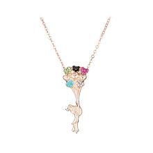 3Pcs Balloon Girl Necklace Gold for Baby Girl Multi Color Alloy Gift