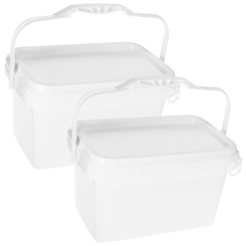 4Pcs PP Paint Buckets with Lid and Handle White Portable Storage 2