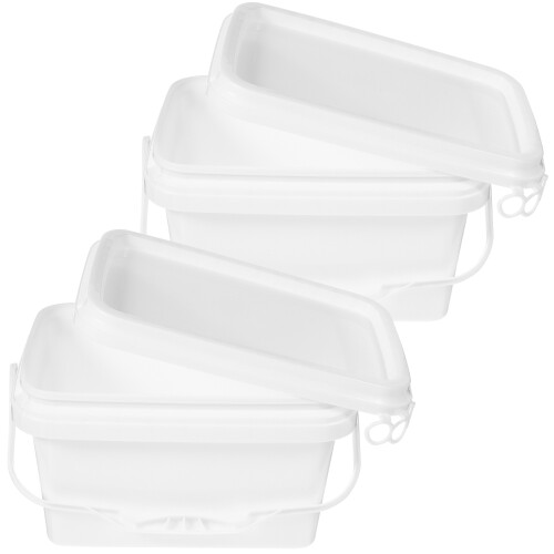 4Pcs PP Paint Buckets with Lid and Handle White Portable Storage 1