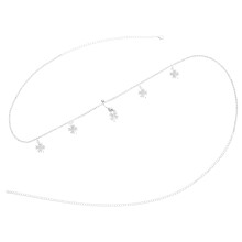 4Pcs Adjustable White Body Chain Waist Jewelry with Tassel Accent