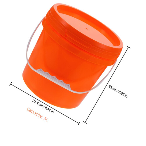 2Pièces Seau Durable Orange Avec Couvercle 1