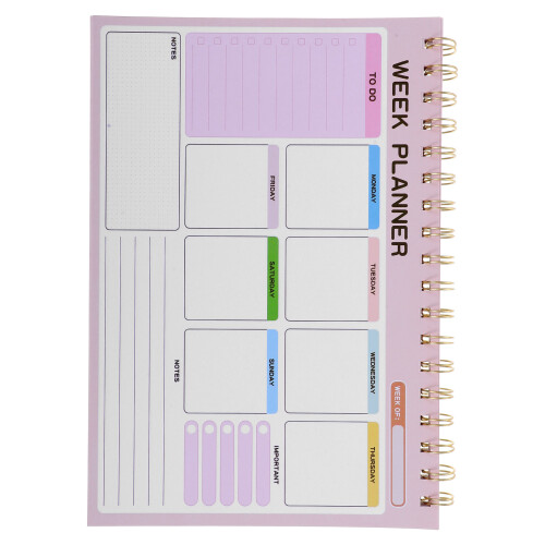 5Pcs Large Weekly Desk Planner Pink Paper Cover Work Schedule 2
