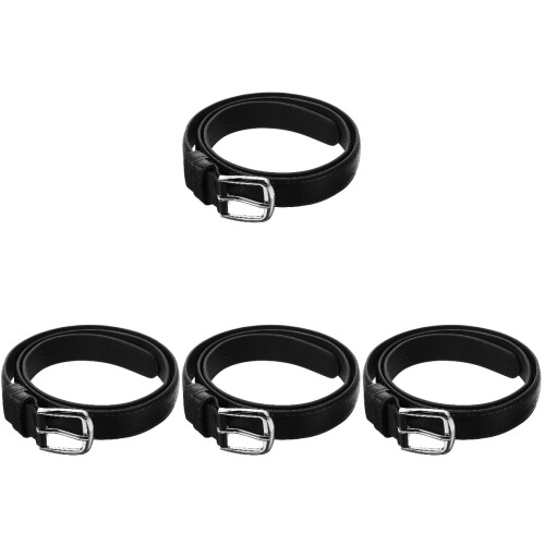 4Pcs Durable PU Belts Black Adjustable for Kids' Waist 2