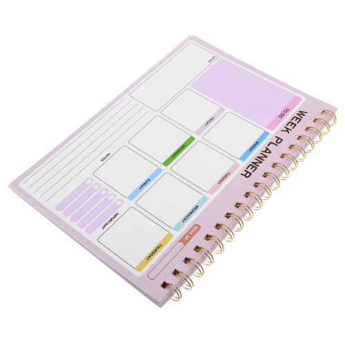 5Pcs Large Weekly Desk Planner Pink Paper Cover Work Schedule 1