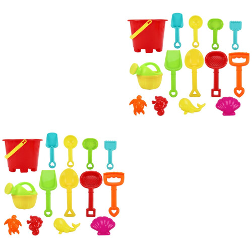 2Sets Kids Beach Play Sets Assorted Color Durable Plastic Sand Toy Set 2