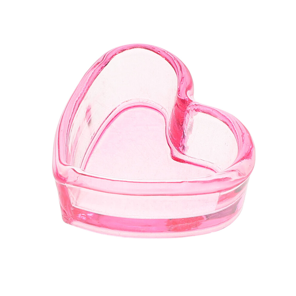 Ohphcall Pink 5Pcs Heart Glass Nail Brush Dappen Cup For Manicure Nail Supplies