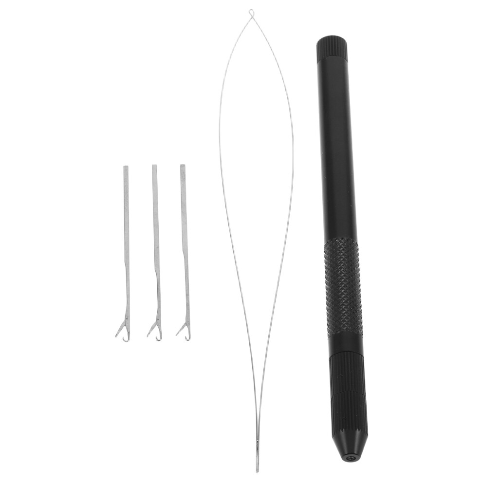 Aboofan 3Sets Black Aluminum Crochet Hook Tool For Hair Extensions Diy Beading