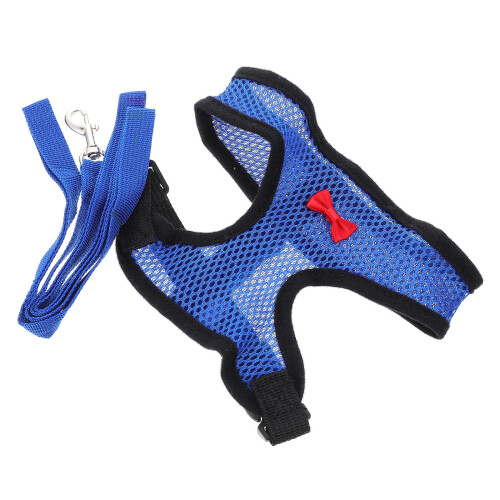 2Pcs Blue Nylon Chicken Walking Belt with Comfortable Mesh Harness 2