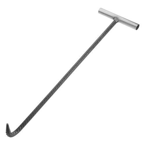2Pcs Steel Manhole Lid Lifting Hook with Long Handle Black 2