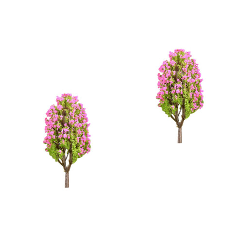 2Pcs Decoration House Model Tree Artificial Mini Plastic Multi-Color 2