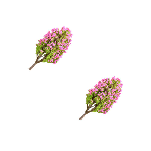 2Pcs Decoration House Model Tree Artificial Mini Plastic Multi-Color 1