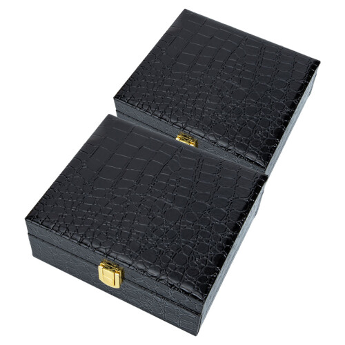 4Pcs Durable Black Iron PU Compact Cigar Box Flip-Cover Cigar Holder 1