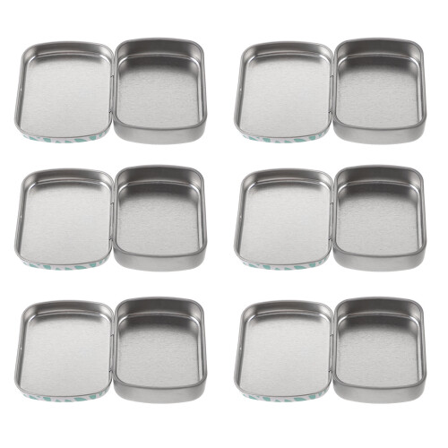 24Pcs Small Iron Rectangular Storage Boxes Silver Metal Organizer