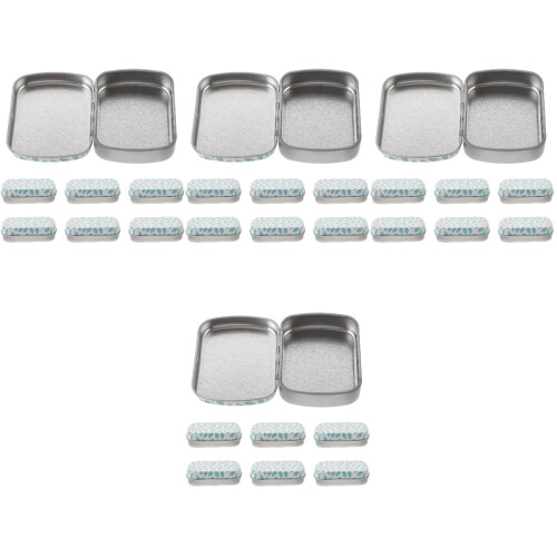 24Pcs Small Iron Rectangular Storage Boxes Silver Metal Organizer 2