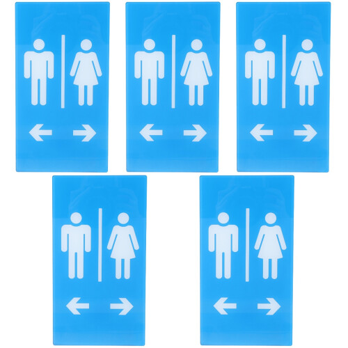 5Pcs Wall-Mounted Sky-Blue Restroom Identification Signs for Toilets 2
