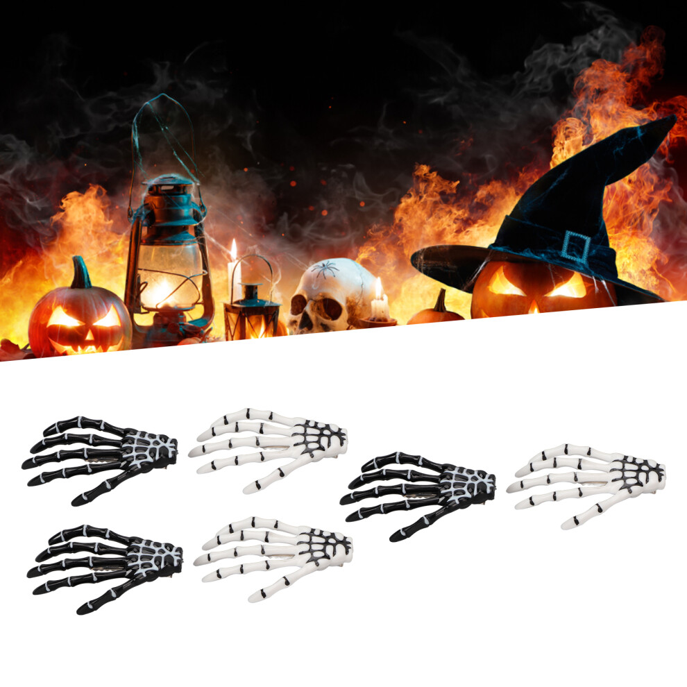 Halloween Skeleton Hands Bone Hair Clips for Women & Girls, 3 Pack