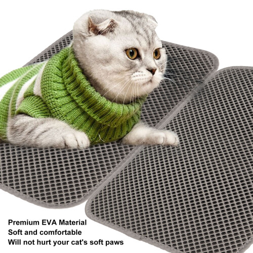 Gray Cat Litter Pad Waterproof 45x30cm Double Layer EVA Mat 2