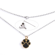 Colar com pingente brilhante para mulheres, joia para amantes de animais com estampa de pegadas, pingente em aço titânio de alta qualidade, joia