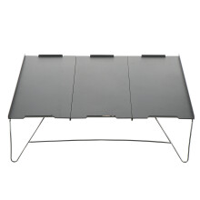 2Pièces Table Camping Collapsible Aluminium Robuste Portable Gris