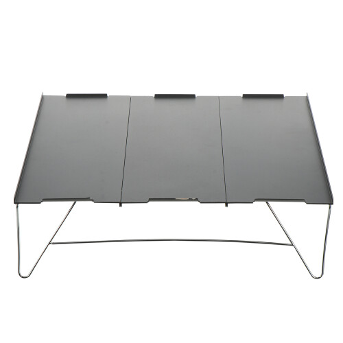 2Pièces Table Camping Collapsible Aluminium Robuste Portable Gris