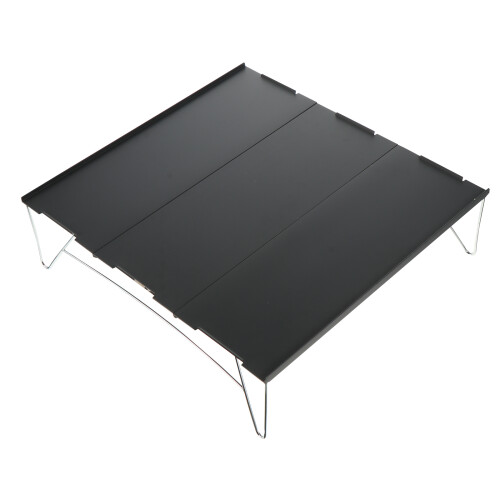 2Pièces Table Camping Collapsible Aluminium Robuste Portable Gris 1