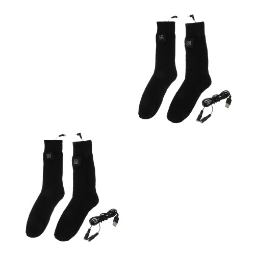 2Paires Chauffantes Coton Noir Confort Chaleur Durable 2