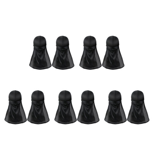 10Pièces Bonnet Durag Pirate Noir En Soie, Headwraps Polyvalents 2