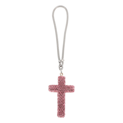 2Pièces Pendentif Croix Auto Rose Avec Strass Décor Intérieur 1