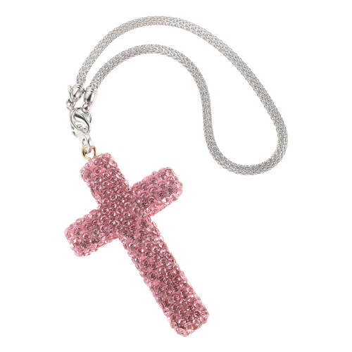 2Pièces Pendentif Croix Auto Rose Avec Strass Décor Intérieur 2