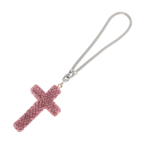 2Pièces Pendentif Croix Auto Rose Avec Strass Décor Intérieur