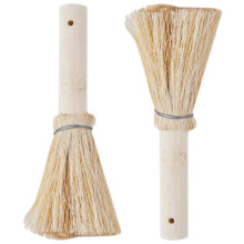 10Pièces Ustensiles Beige Poils Manche Bois Long