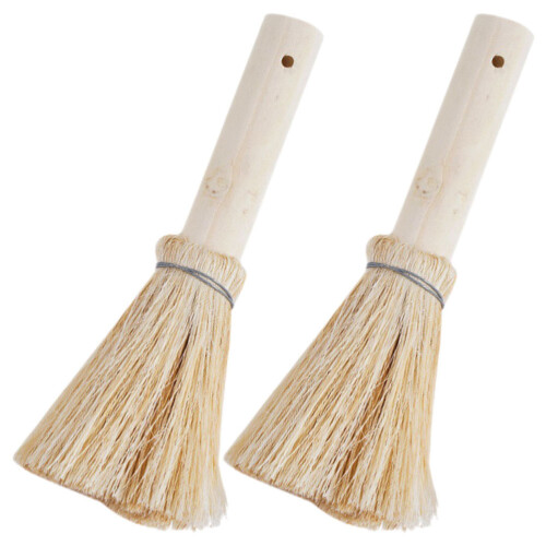 10Pièces Ustensiles Beige Poils Manche Bois Long 2