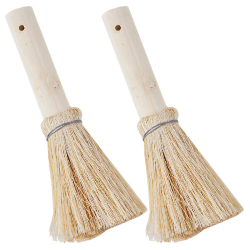10Pièces Ustensiles Beige Poils Manche Bois Long 1
