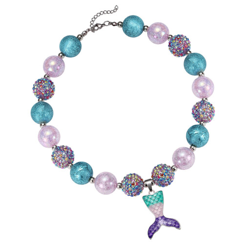 2Pièces Collier Enfants Bijoux Perles Pendentif Couronne 2