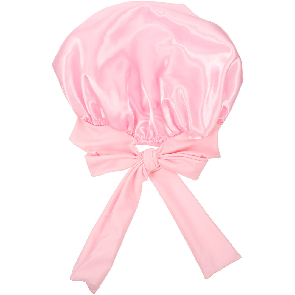 Villcase Pink 3Pcs Soft Satin Bonnet Caps For Sleeping And Shower Use