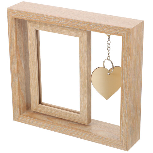 4Pcs Elegant Beige Wood Rotating Display Frames for Photos 2