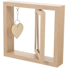 4Pcs Elegant Beige Wood Rotating Display Frames for Photos