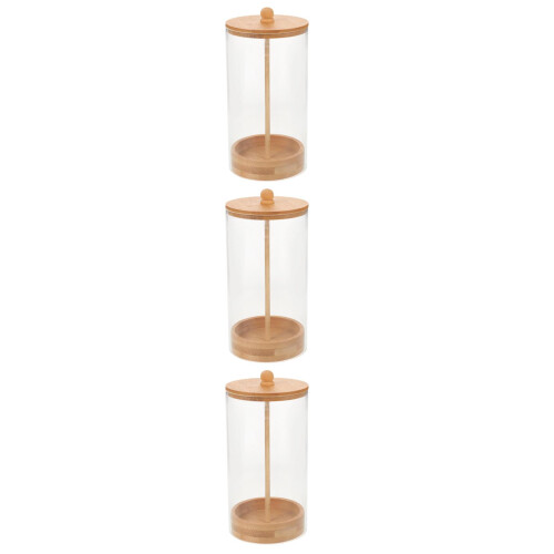 3Pièces Boîte De Rangement Pailles Reutilisables Transparente Bois 2
