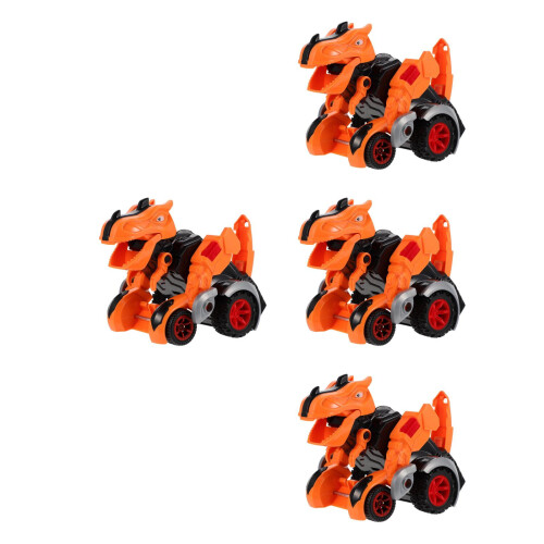 4Pcs Dinosaur Car for Kids Pull Back Toy Orange Educational Car 1