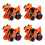 4Pcs Dinosaur Car for Kids Pull Back Toy Orange Educational Car 6