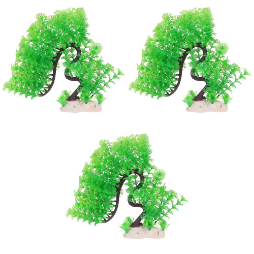 3Pcs Safe Artificial Tank Plants Tree for Aquarium Decor 2