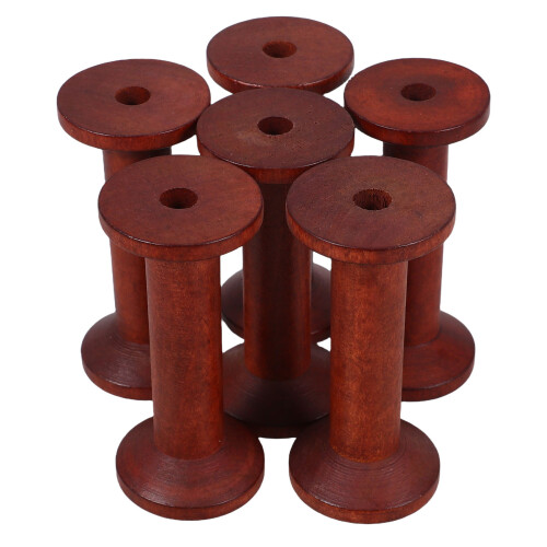 12Pcs Wooden Thread Spools Light Brown Vintage Organizer for Sewing 2